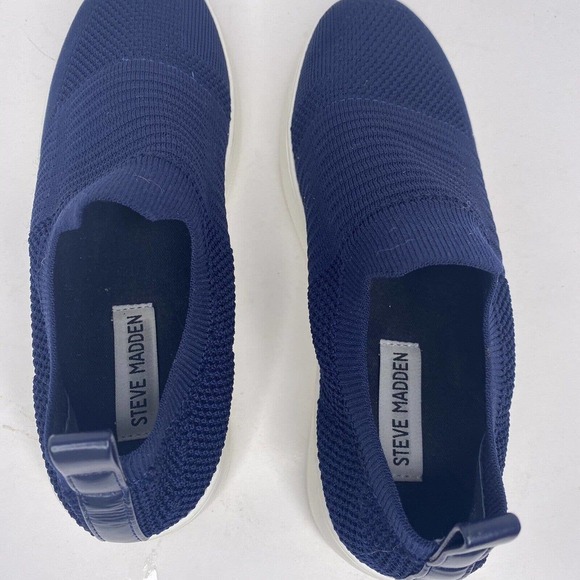 Steve Madden BEALE Sz 7.5 Navy Knit Fabric Slip On Low Top Shoes Womens Comfort - Picture 5 of 7